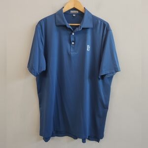 Peter Millar Summer Comfort Golf Polo Blue Shirt PGA Tour Men's Size Large